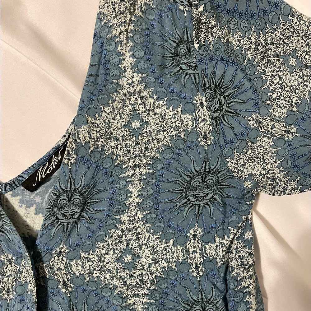 Motel Rocks women’s size S patterned button down t-shirt dress